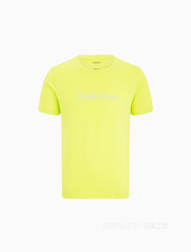 Calvin Klein 男士休闲圆领舒适透气反光LOGO印花短袖T恤4MS2K107