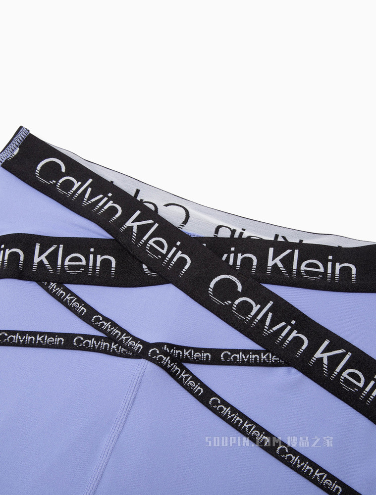 Calvin Klein 女士交叉LOGO提花织带瑜伽健身紧身裤4WS2L616