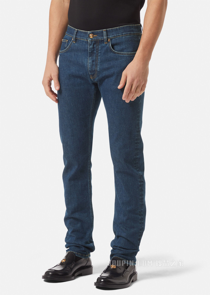 刺绣Medusa牛仔裤