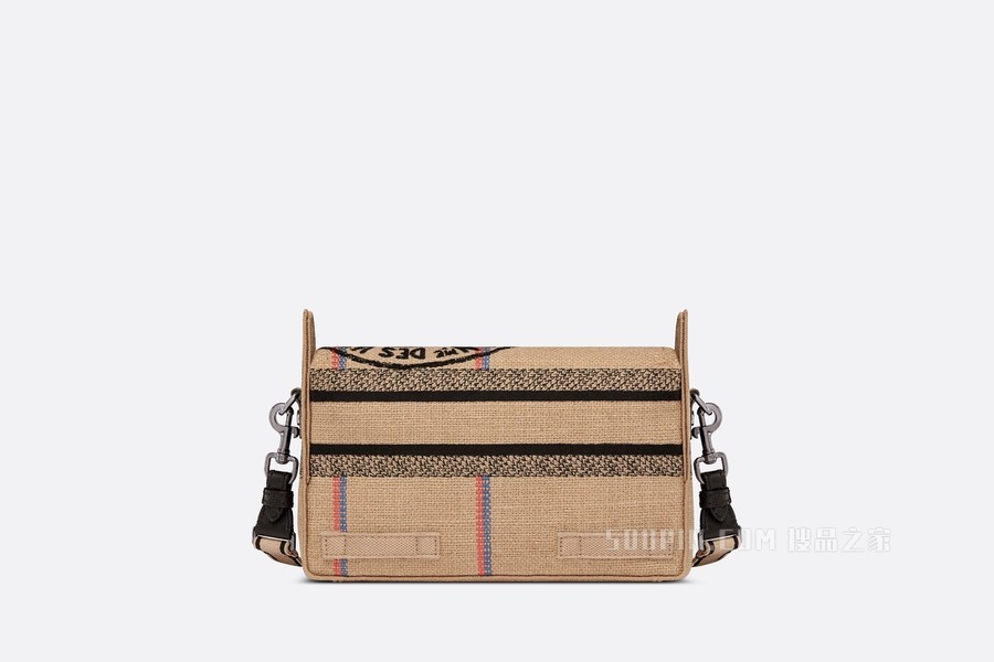 小号 Diorcamp 手袋 米色黄麻帆布刺绣 Dior Union 图案