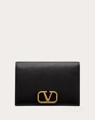 VLogo Signature 粒面小牛皮手拿包