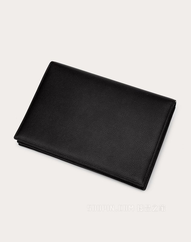 VLogo Signature 粒面小牛皮手拿包