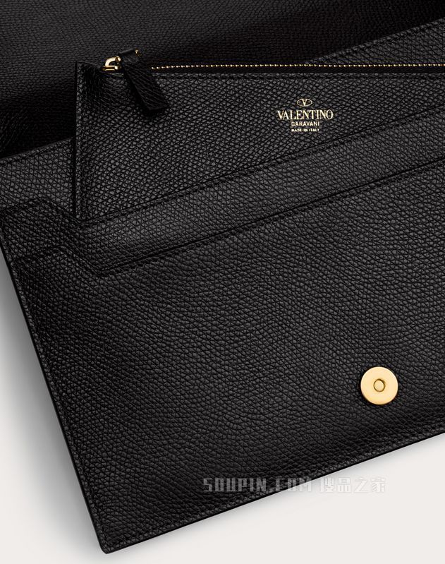 VLogo Signature 粒面小牛皮手拿包