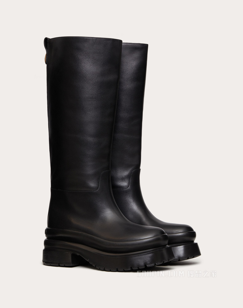 Roman Stud 小牛皮靴子 （鞋跟高 5 厘米）