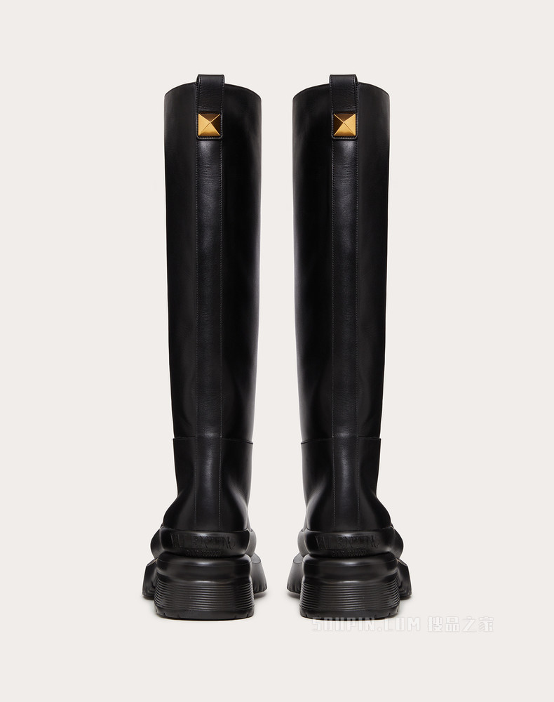 Roman Stud 小牛皮靴子 （鞋跟高 5 厘米）