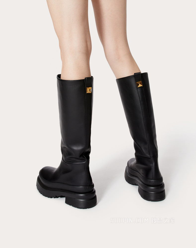 Roman Stud 小牛皮靴子 （鞋跟高 5 厘米）