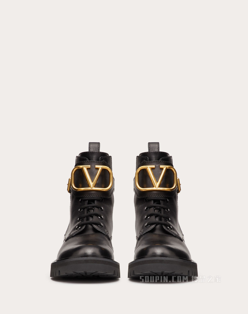 VLogo Signature 小牛皮军旅风短靴 （鞋跟高 3.5 厘米）