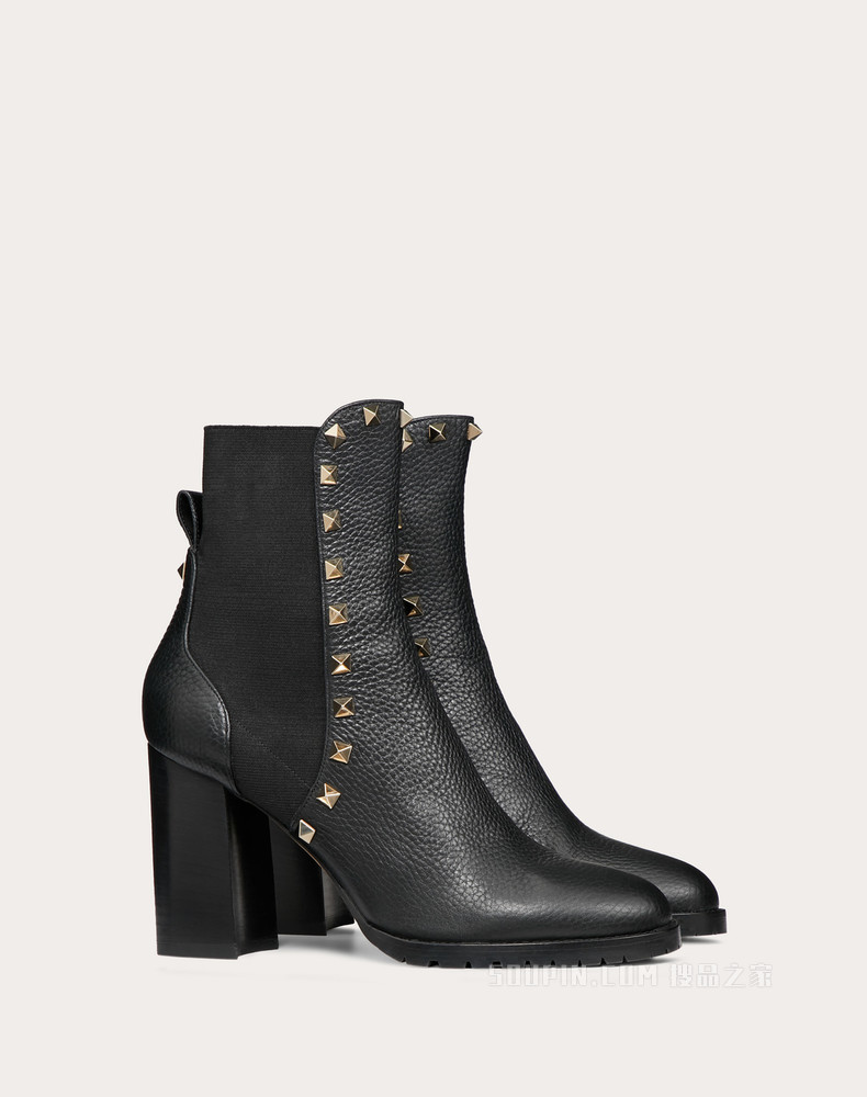 Rockstud 粒面小牛皮铆钉踝靴 (鞋跟高8厘米)