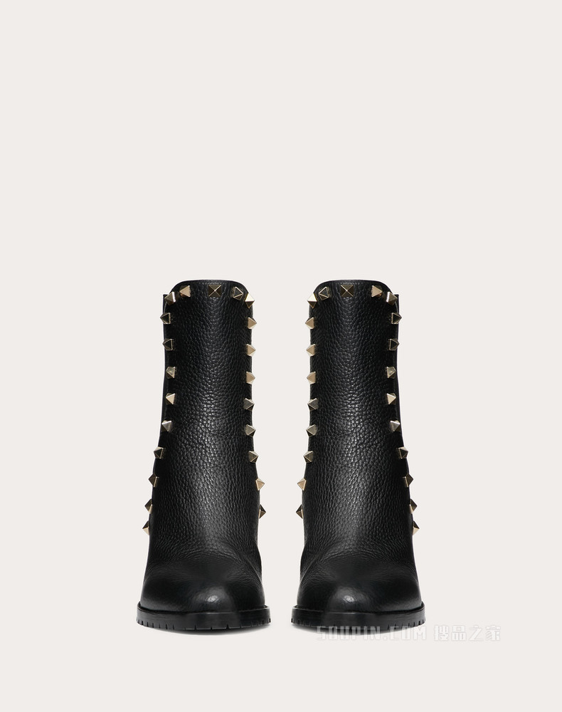 Rockstud 粒面小牛皮铆钉踝靴 (鞋跟高8厘米)