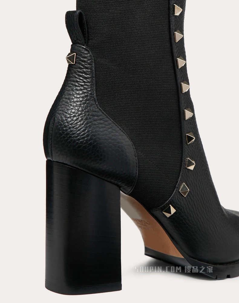 Rockstud 粒面小牛皮铆钉踝靴 (鞋跟高8厘米)