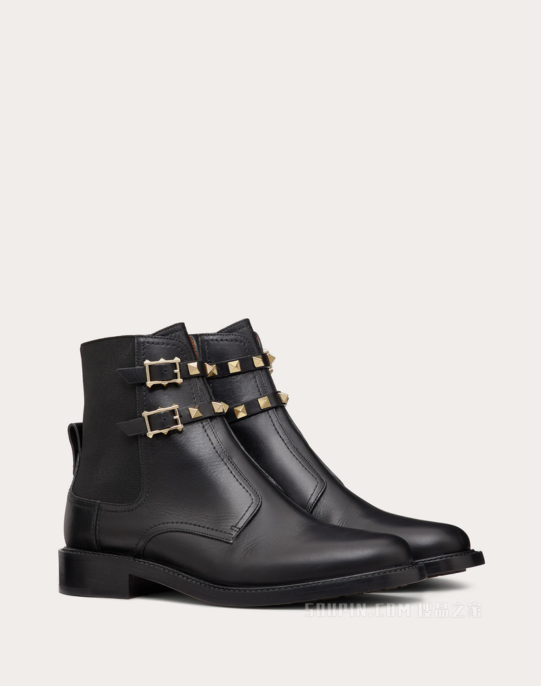 Rockstud 小牛皮铆钉踝靴（鞋跟高 2 厘米）