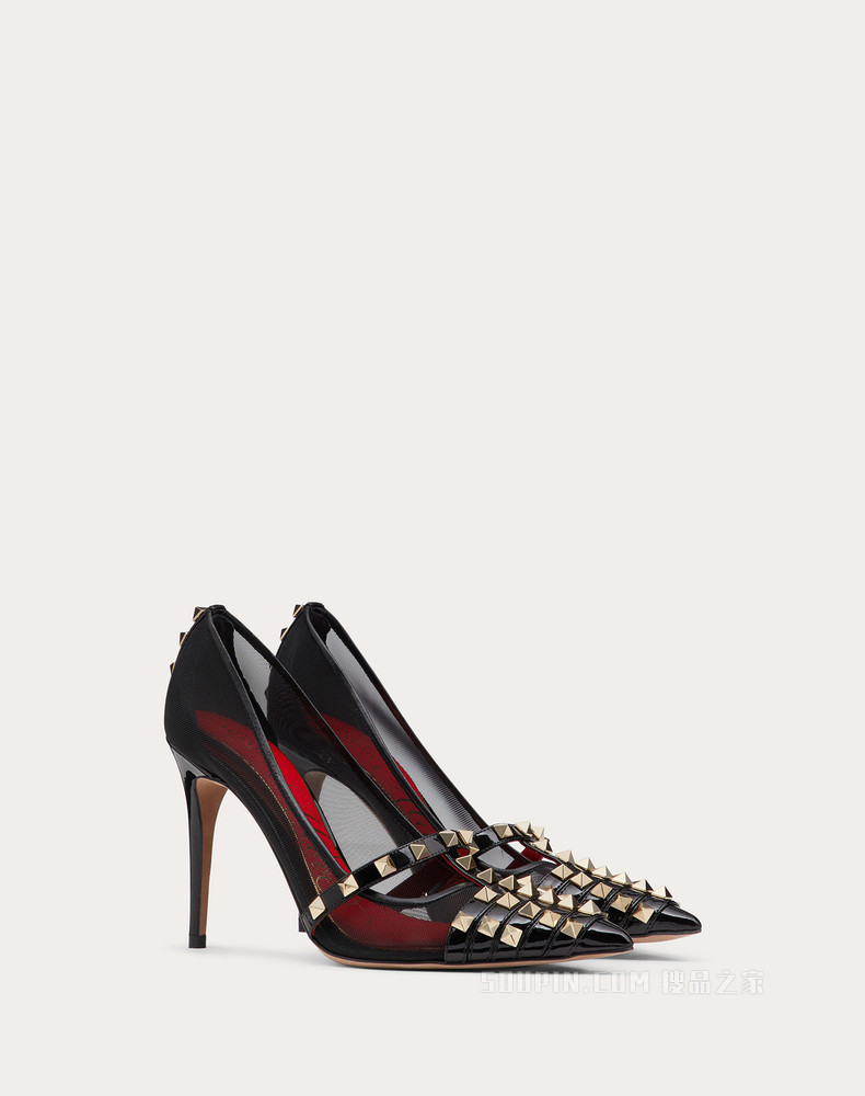 Rockstud 漆皮铆钉高跟鞋 （鞋跟高 10 厘米）