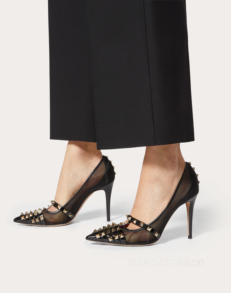 Rockstud 漆皮铆钉高跟鞋 （鞋跟高 10 厘米）