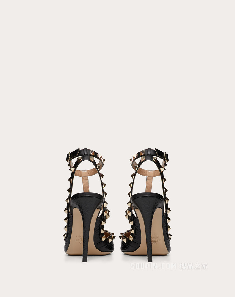 Rockstud 粒面小牛皮系带铆钉高跟鞋 （鞋跟高 10 厘米）