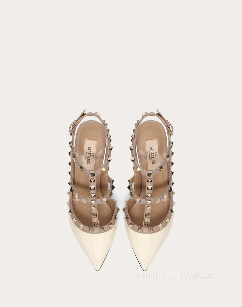 Rockstud 漆皮系带铆钉高跟鞋（鞋跟高 10 厘米）