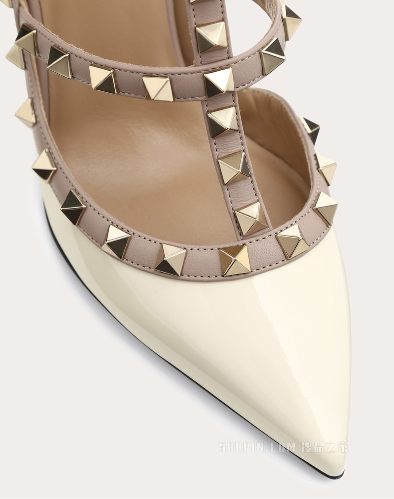 Rockstud 漆皮系带铆钉高跟鞋（鞋跟高 10 厘米）
