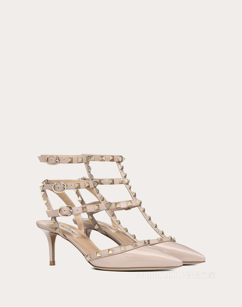 Rockstud 漆皮系带铆钉高跟鞋 （鞋跟高 6.5 厘米）