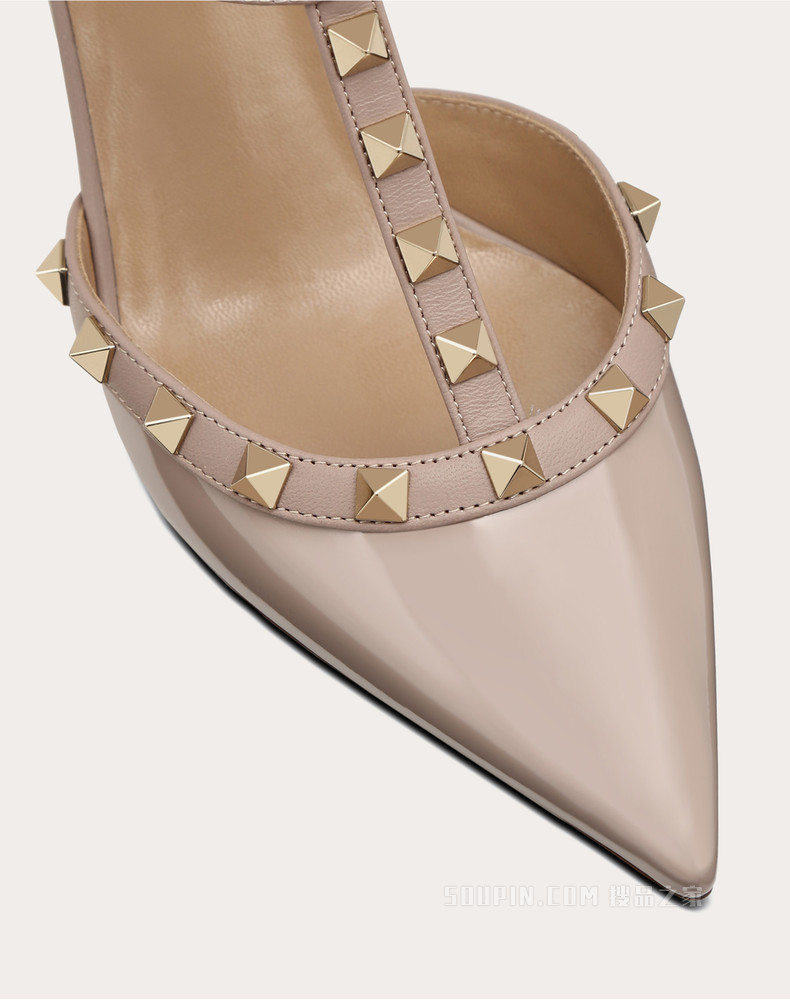Rockstud 漆皮系带铆钉高跟鞋 （鞋跟高 6.5 厘米）