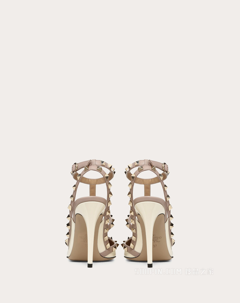 Rockstud 漆皮系带铆钉高跟鞋（鞋跟高 10 厘米）