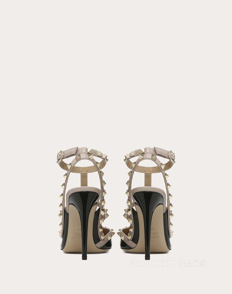 Rockstud 漆皮系带铆钉高跟鞋（鞋跟高 10 厘米）