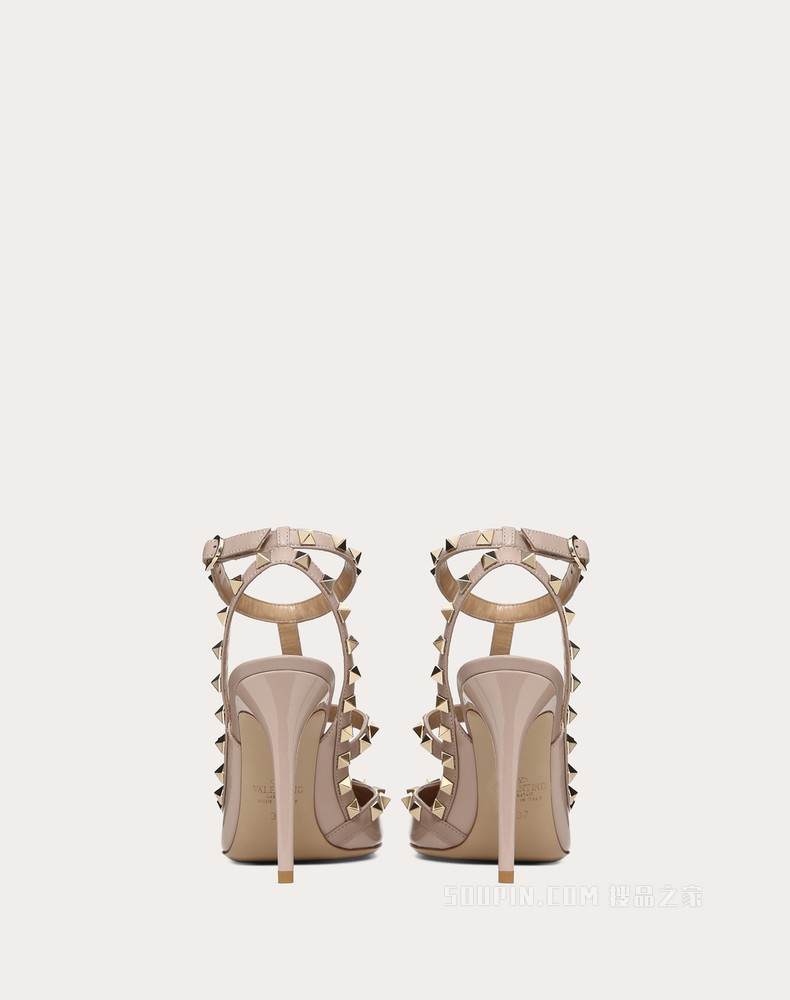Rockstud 漆皮系带铆钉高跟鞋（鞋跟高 10 厘米）