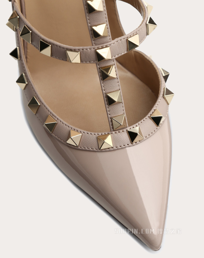 Rockstud 漆皮系带铆钉高跟鞋（鞋跟高 10 厘米）