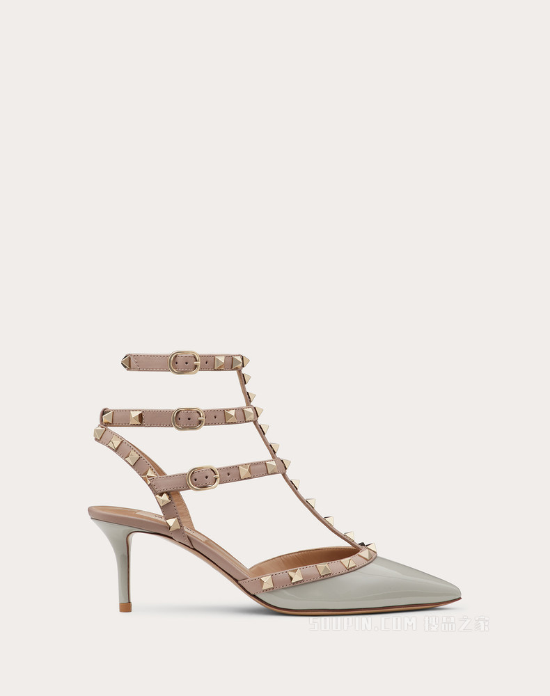 Rockstud 漆皮系带铆钉高跟鞋 （鞋跟高 6.5 厘米）