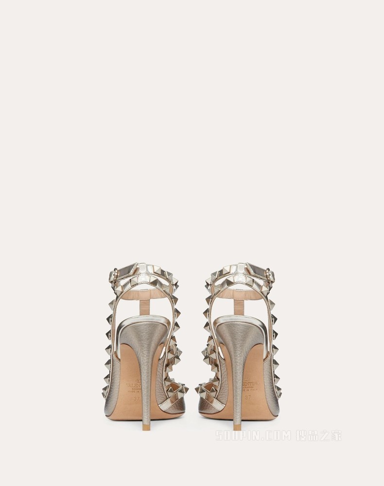 Rockstud 金属质感系带铆钉高跟鞋 （鞋跟高 10 厘米）