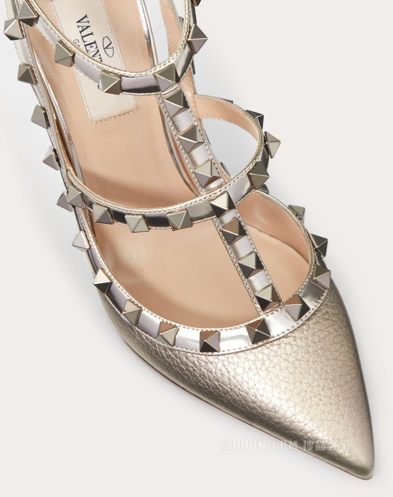 Rockstud 金属质感系带铆钉高跟鞋 （鞋跟高 10 厘米）
