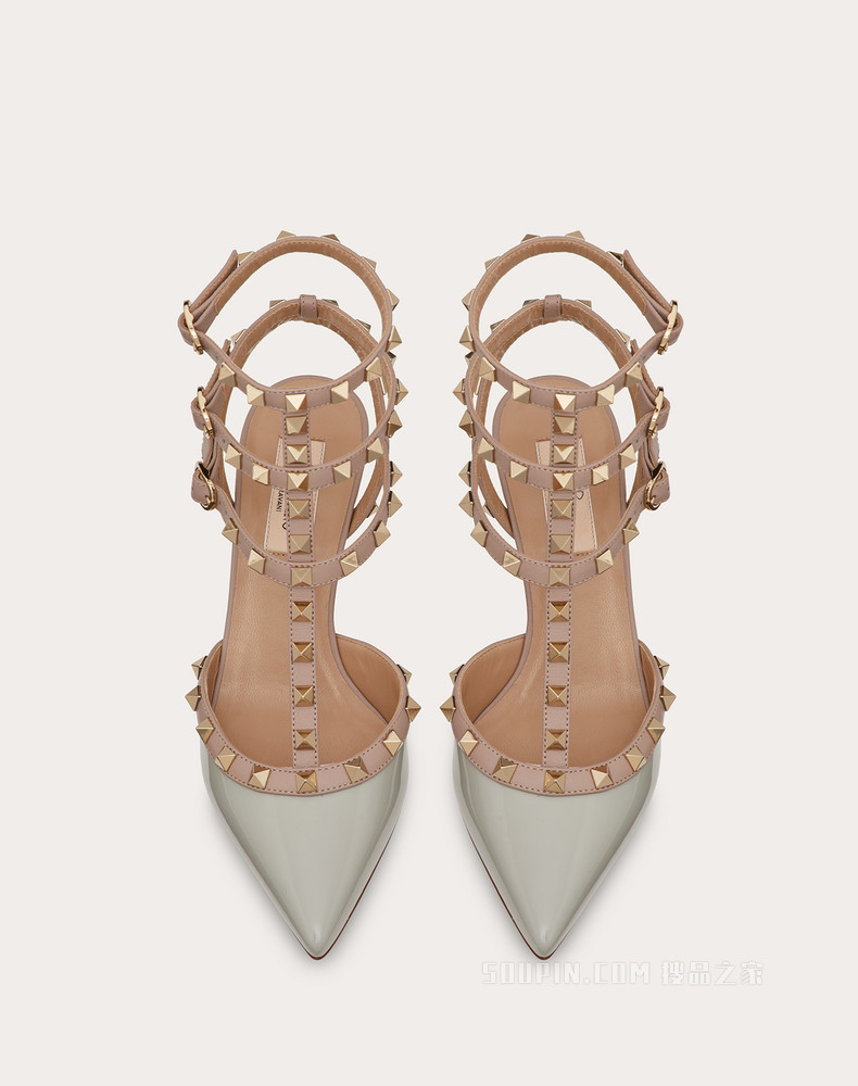Rockstud 漆皮系带铆钉高跟鞋 （鞋跟高 6.5 厘米）