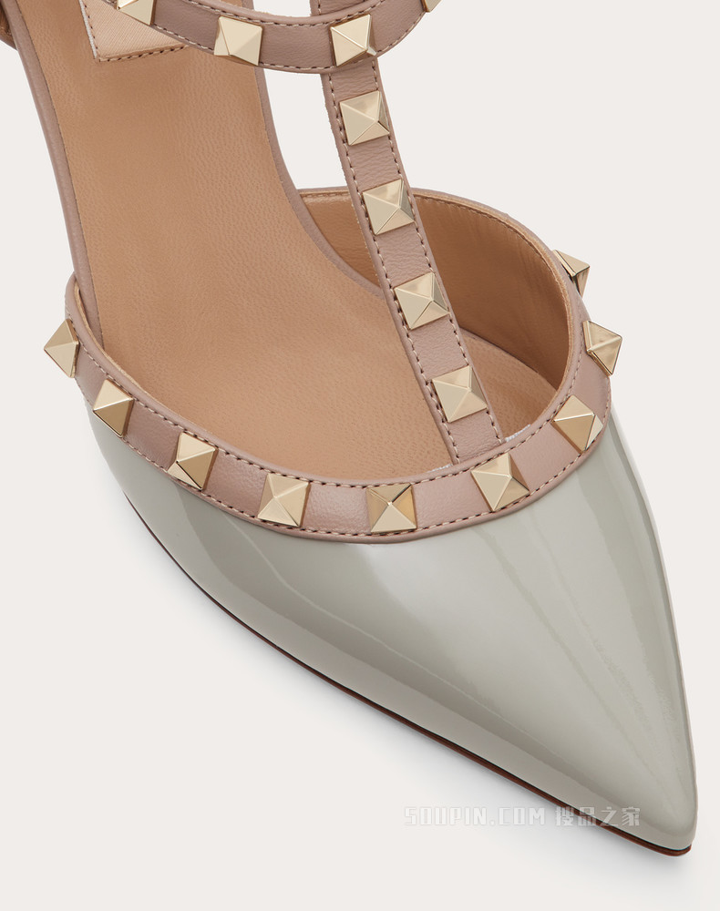 Rockstud 漆皮系带铆钉高跟鞋 （鞋跟高 6.5 厘米）