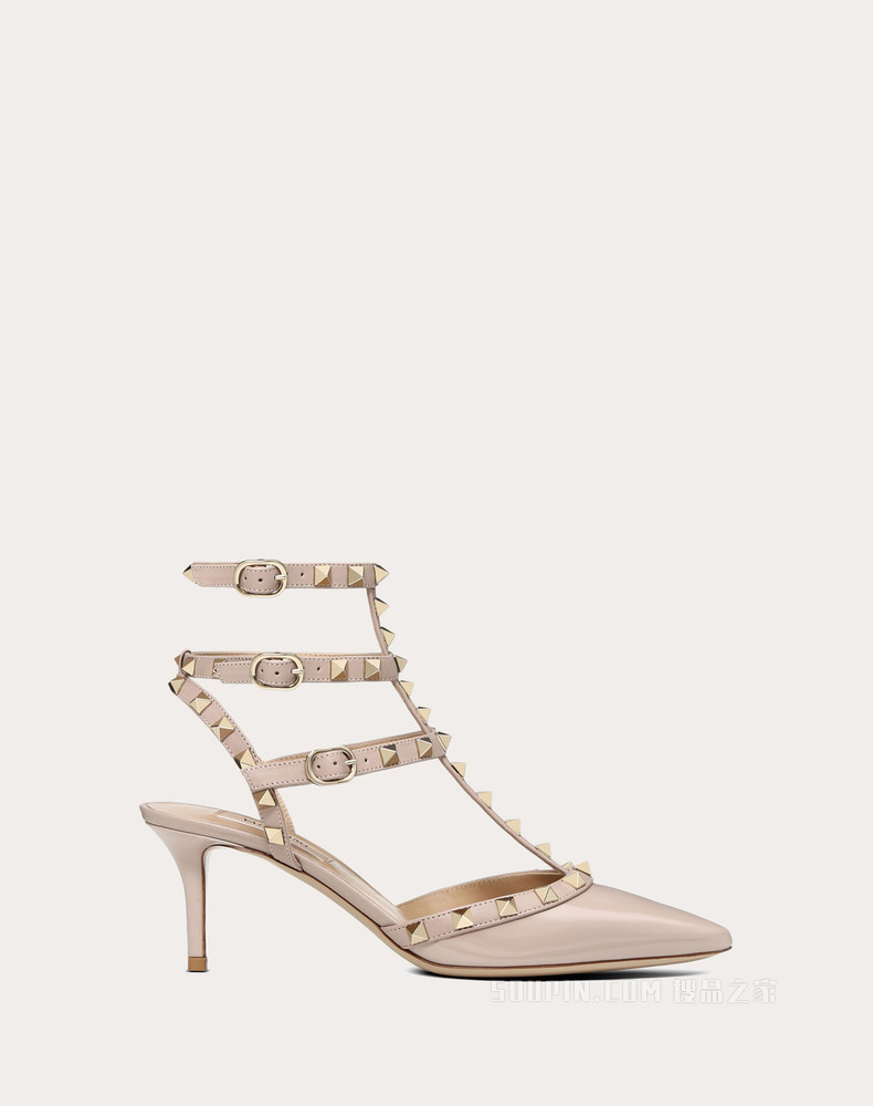 Rockstud 漆皮系带铆钉高跟鞋 （鞋跟高 6.5 厘米）