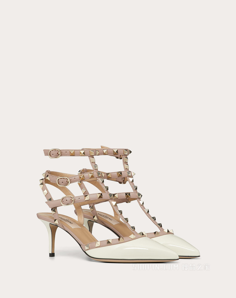 Rockstud 漆皮系带铆钉高跟鞋 （鞋跟高 6.5 厘米）