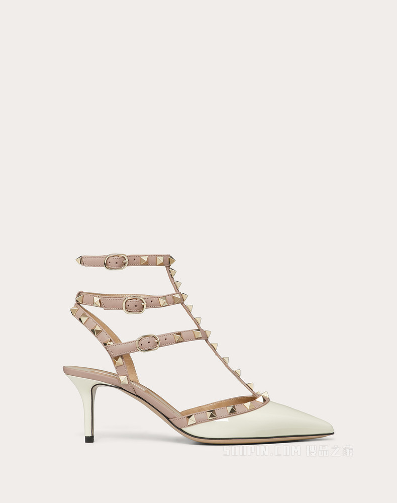 Rockstud 漆皮系带铆钉高跟鞋 （鞋跟高 6.5 厘米）