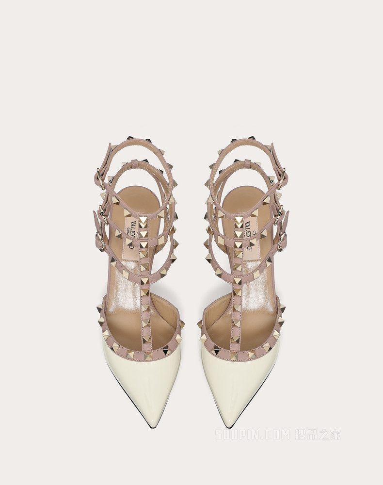 Rockstud 漆皮系带铆钉高跟鞋 （鞋跟高 6.5 厘米）