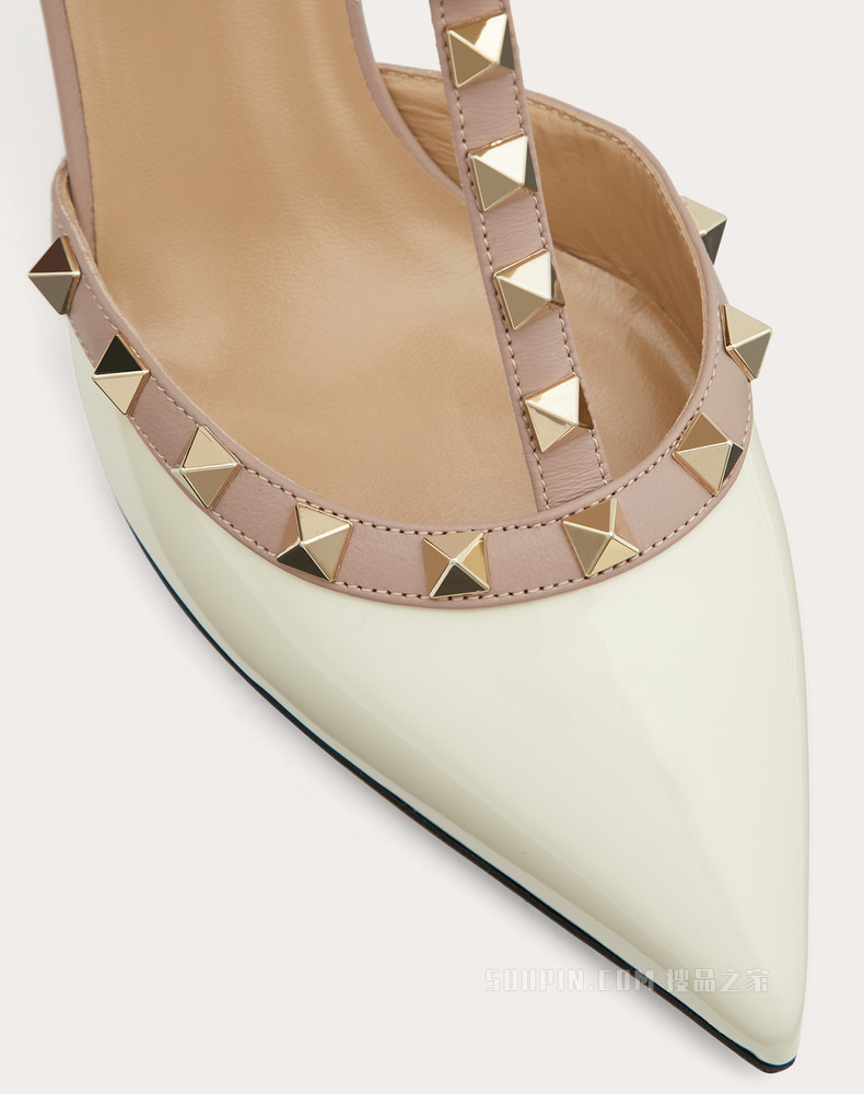 Rockstud 漆皮系带铆钉高跟鞋 （鞋跟高 6.5 厘米）
