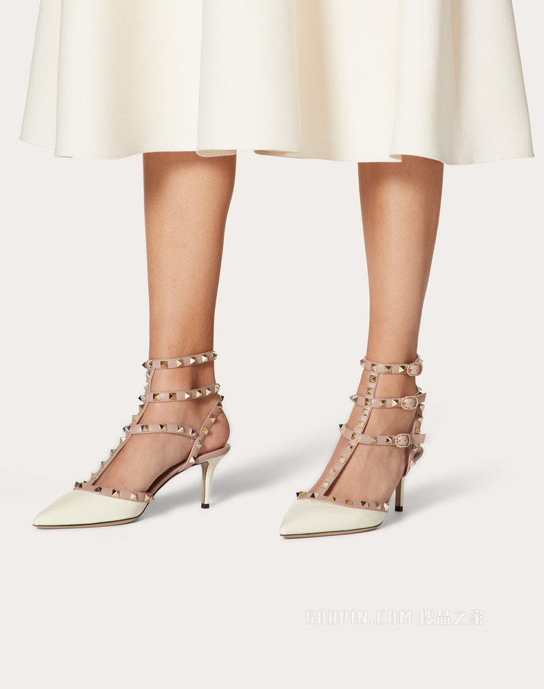 Rockstud 漆皮系带铆钉高跟鞋 （鞋跟高 6.5 厘米）