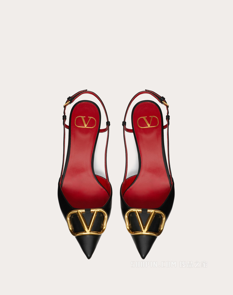 VLogo Signature 小牛皮后系带高跟鞋 (鞋跟高4厘米)