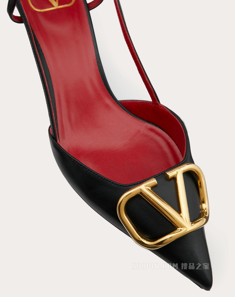 VLogo Signature 小牛皮后系带高跟鞋 (鞋跟高4厘米)