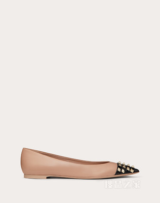 Rockstud 山羊皮和漆皮芭蕾平底鞋（鞋跟高 0.5 厘米）