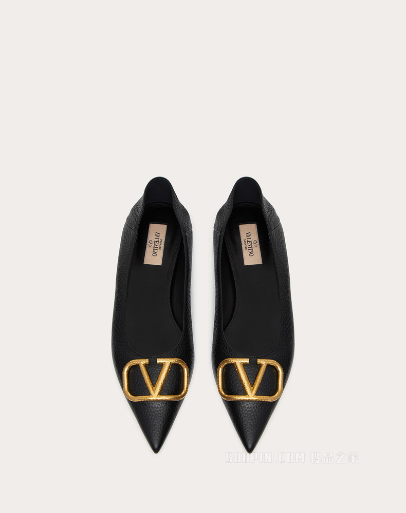 VLogo Signature 小牛皮芭蕾平底鞋 （鞋跟高 0.5 厘米）