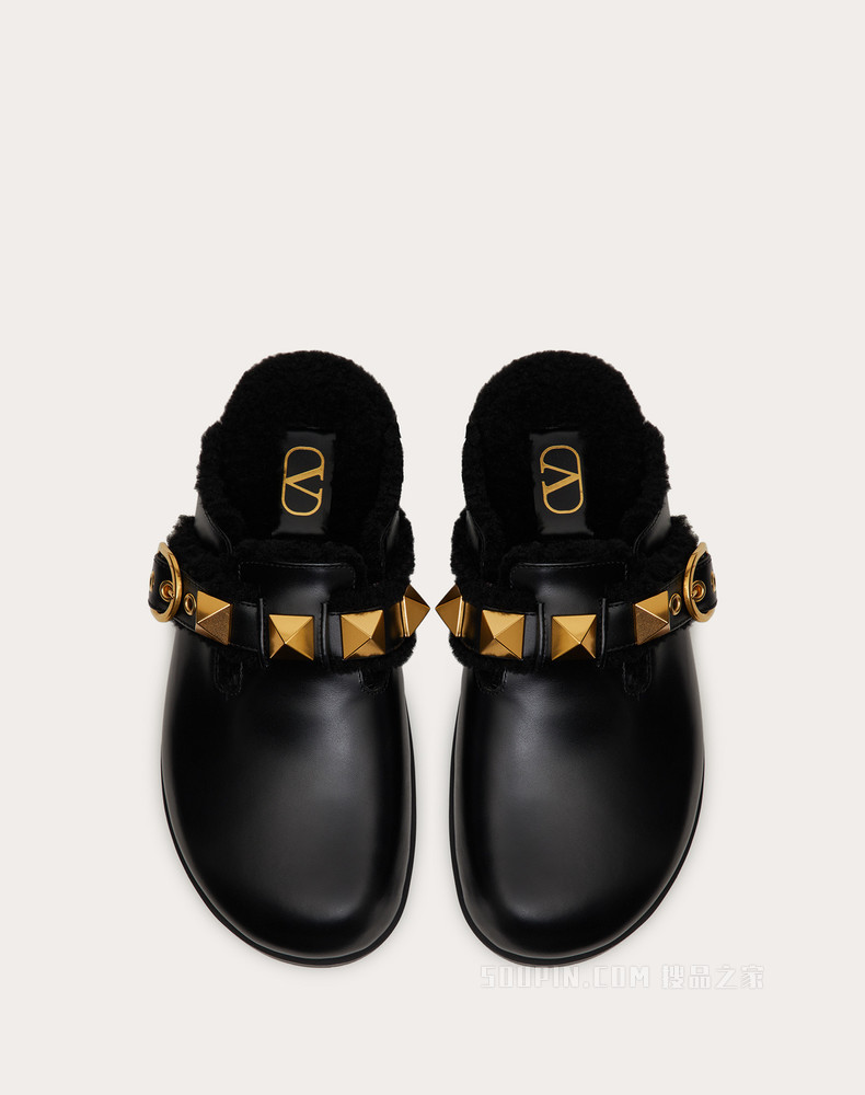 Roman Stud 小牛皮穆勒鞋 （鞋跟高 3.5 厘米）
