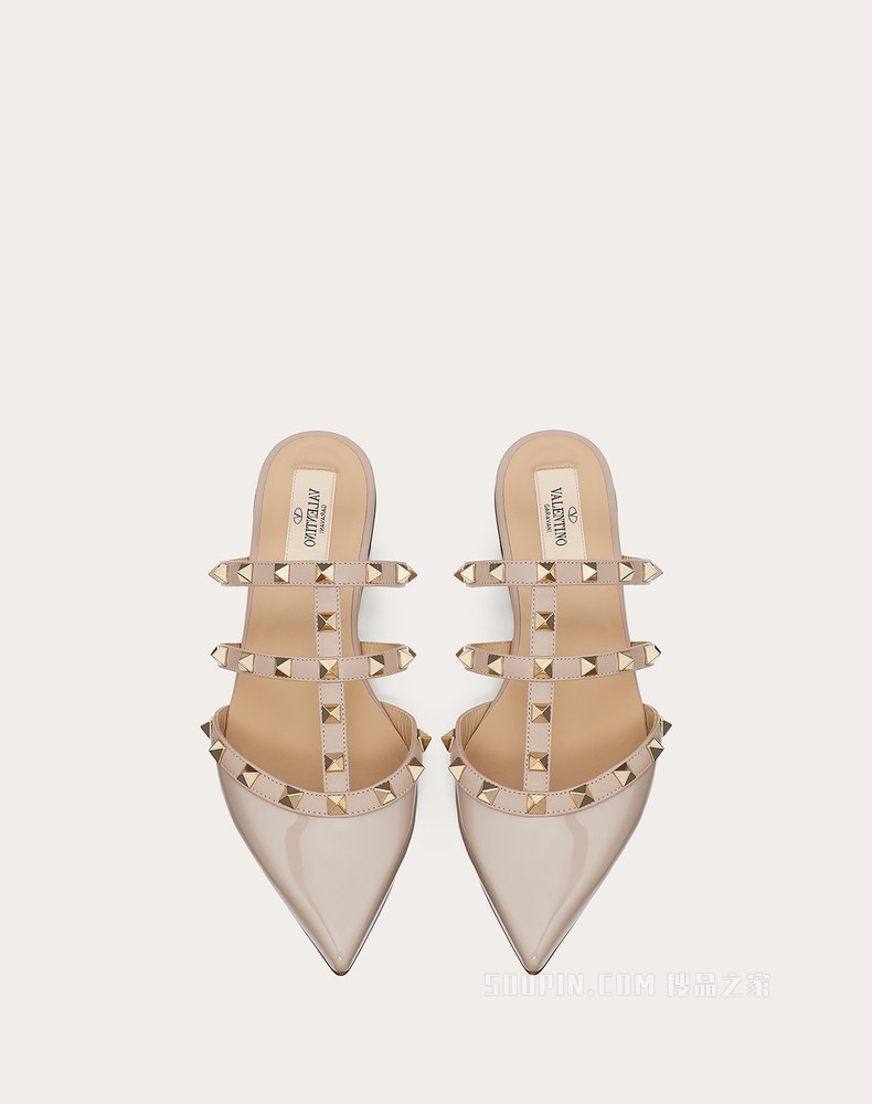 Rockstud 漆皮铆钉穆勒鞋（鞋跟高 0.5 厘米）