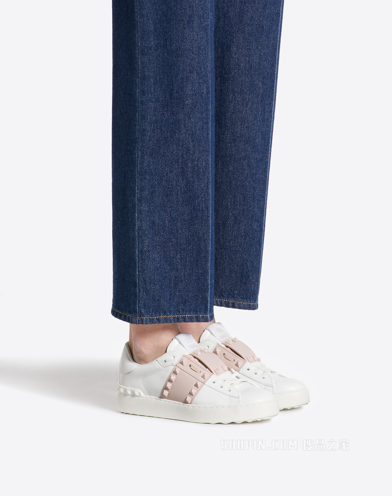 Rockstud Untitled 同色铆钉小牛皮运动鞋
