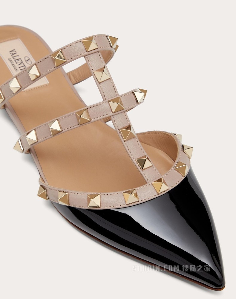 Rockstud 漆皮铆钉穆勒鞋（鞋跟高 0.5 厘米）