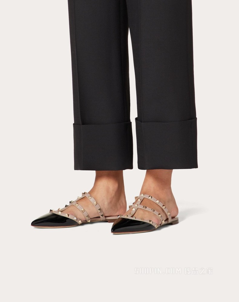 Rockstud 漆皮铆钉穆勒鞋（鞋跟高 0.5 厘米）