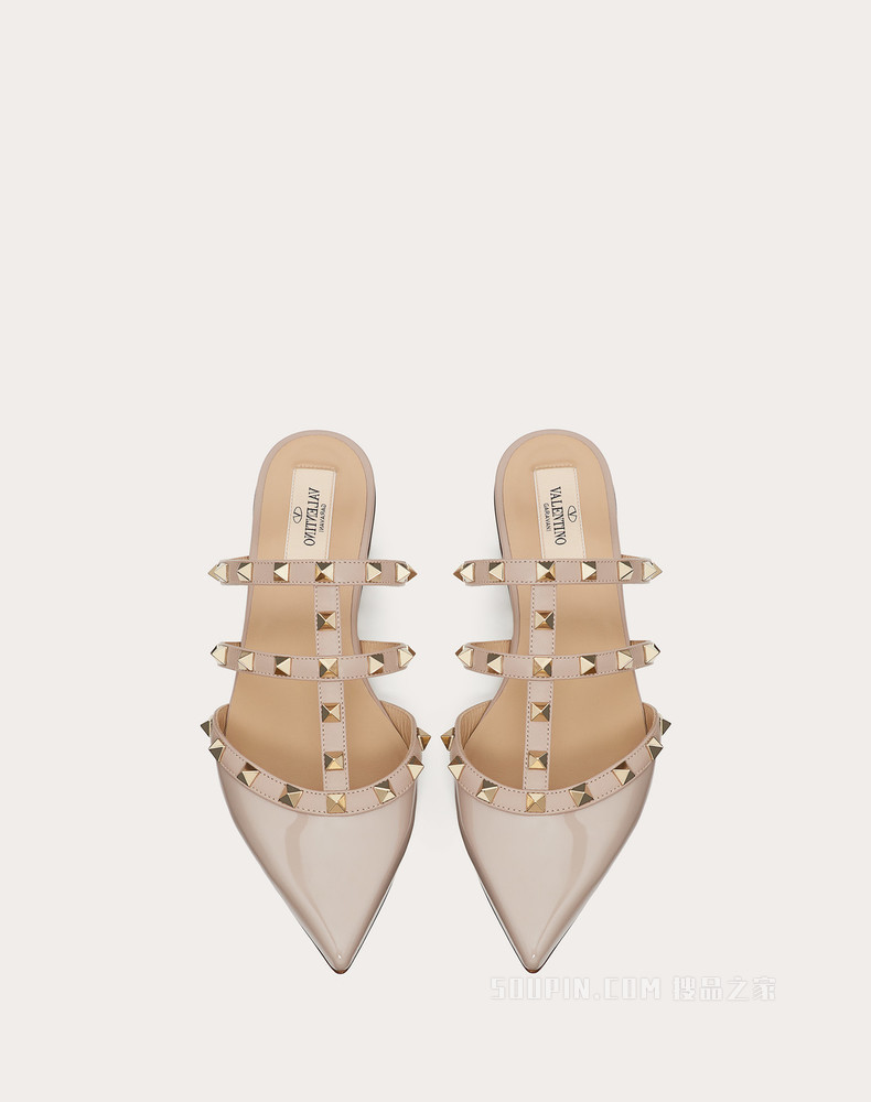 Rockstud 漆皮铆钉穆勒鞋（鞋跟高 0.5 厘米）