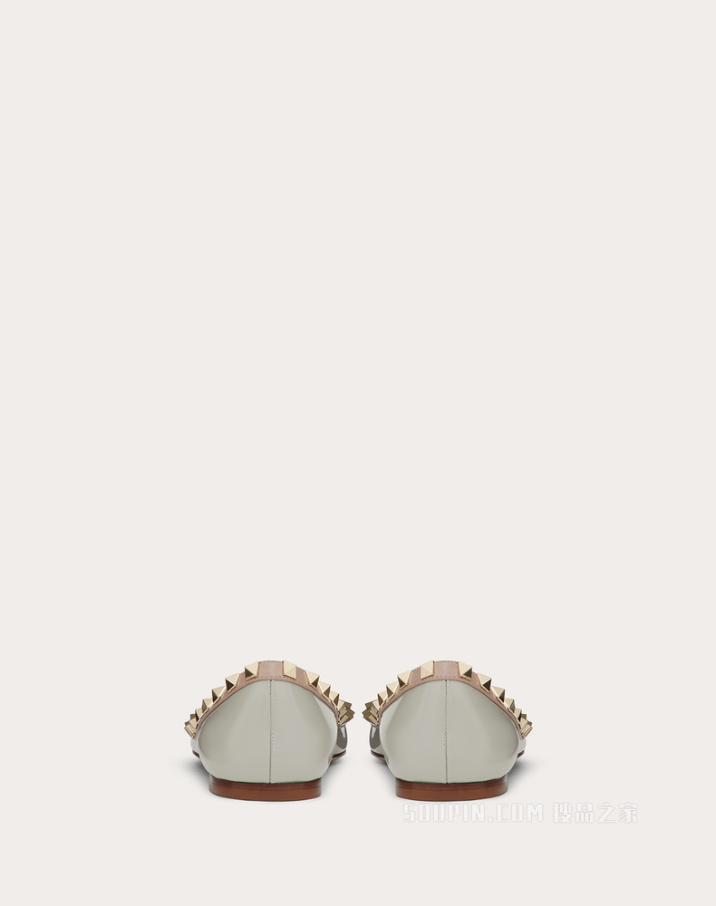 Rockstud 漆皮铆钉芭蕾平底鞋（鞋跟高 0.5 厘米）