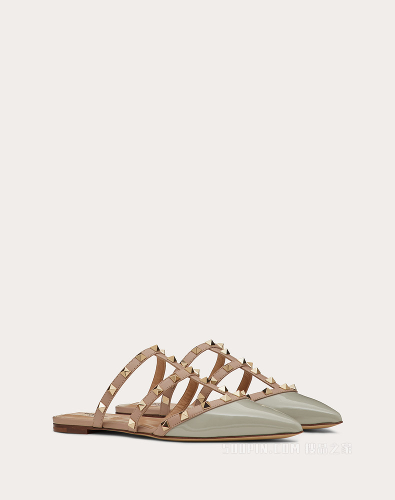 Rockstud 漆皮铆钉穆勒鞋（鞋跟高 0.5 厘米）