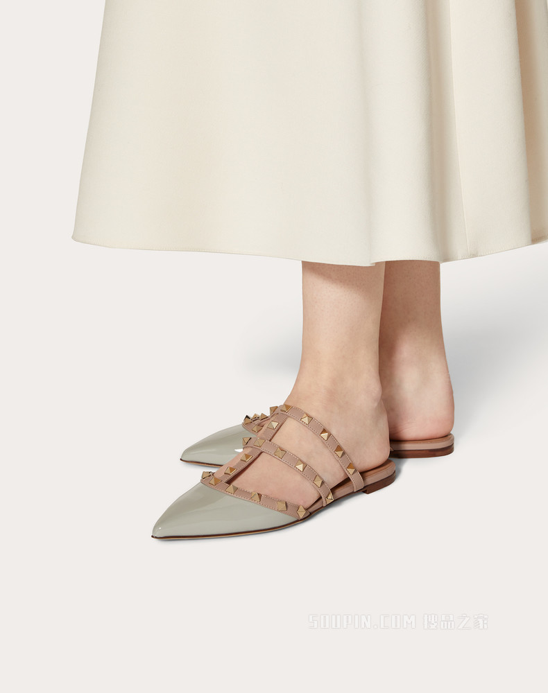 Rockstud 漆皮铆钉穆勒鞋（鞋跟高 0.5 厘米）